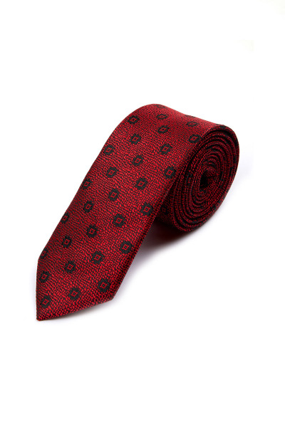 Siyah Desenli Klasik Micro Kravat - 2