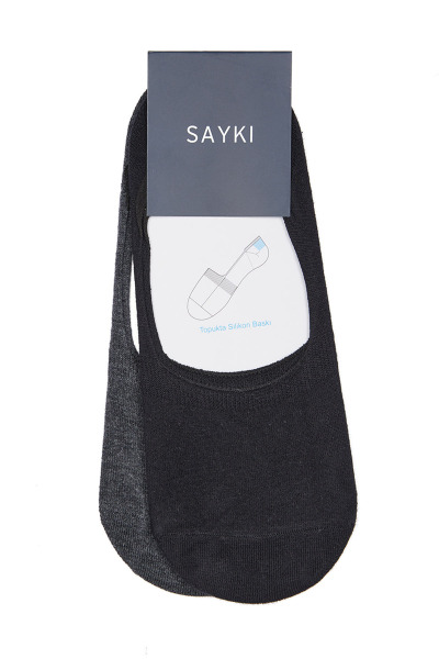 Siyah Basic Pamuklu İkili Dikişsiz Babet Çorap - 2