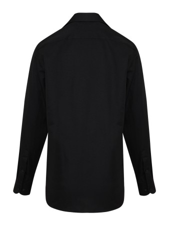 Siyah Klasik Fit Uzun Kol Pamuklu Desenli Klasik Gömlek - Thumbnail