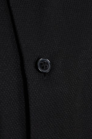 Siyah Klasik Fit Uzun Kol Pamuklu Desenli Klasik Gömlek - 6