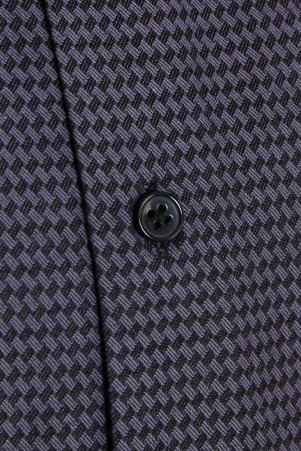 Siyah Klasik Fit Uzun Kol Pamuklu Desenli Klasik Gömlek - 6