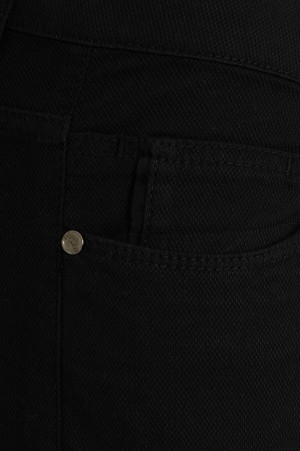 Siyah Slim Fit Desenli Pamuklu 5 Cep Kanvas Pantolon - Thumbnail