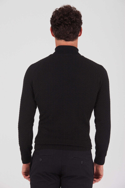 Siyah Balıkçı Yaka Kazak - 4