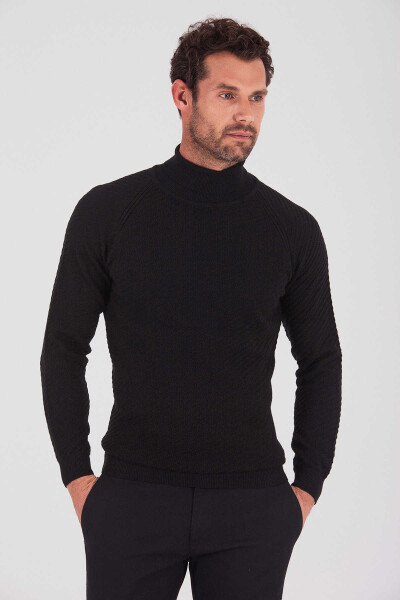 Siyah Balıkçı Yaka Kazak - 3