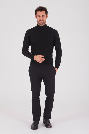 Siyah Balıkçı Yaka Kazak - 5