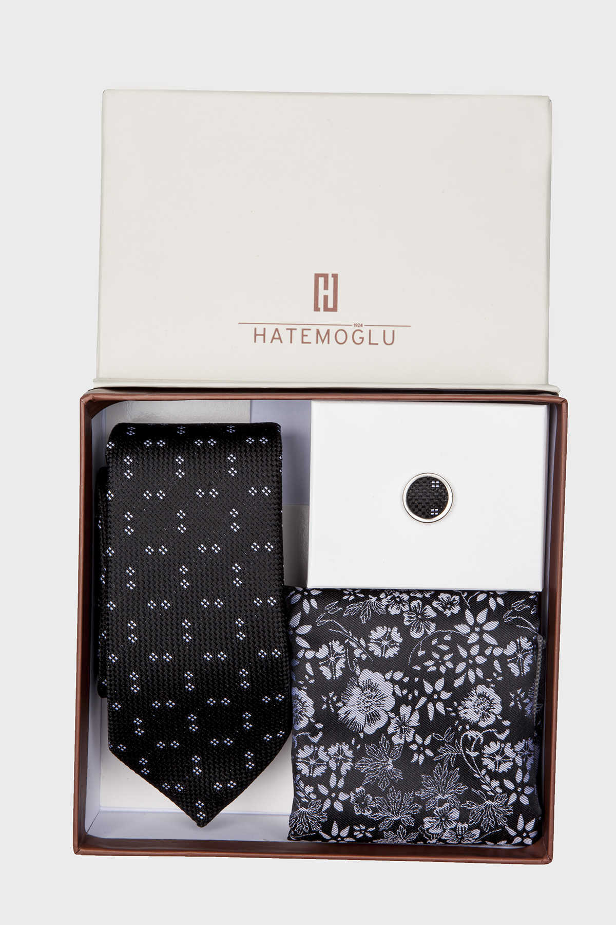 Siyah Basic Kravat Mendil Yaka Rozeti - 2