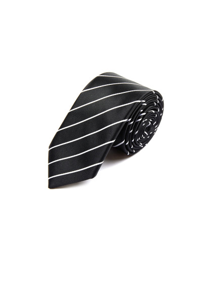 Siyah Desenli Klasik Micro Kravat - 2