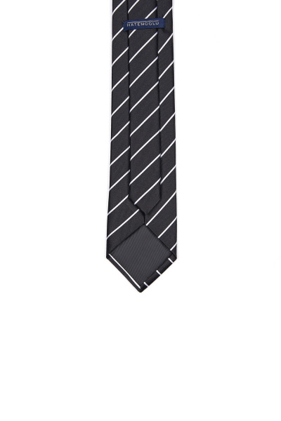 Siyah Desenli Klasik Micro Kravat - 6