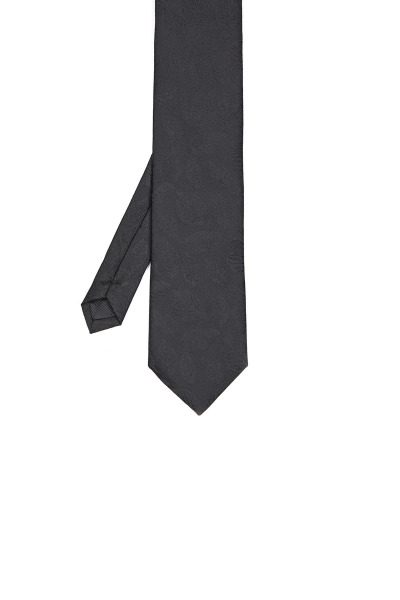 Siyah Desenli Klasik Micro Kravat - 4