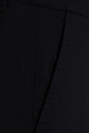 Siyah Dinamik Fit Düz Pamuklu Yandan Cep Kanvas Pantolon - Thumbnail