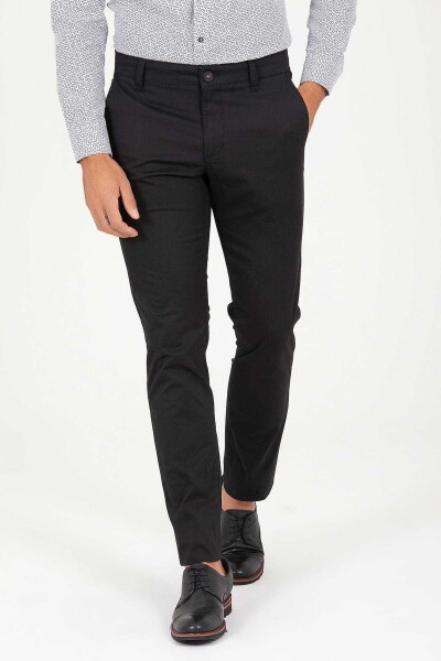 Siyah Regular Fit Pamuklu Yandan Cep Kanvas Pantolon 