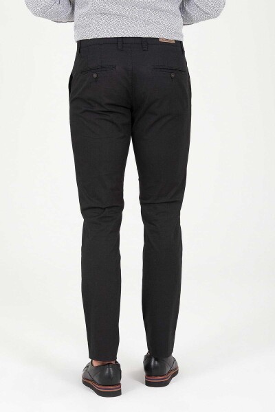 Siyah Regular Fit Pamuklu Yandan Cep Kanvas Pantolon - 3