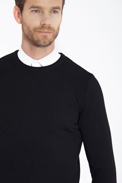 Siyah Bisiklet Yaka Triko Kazak - 4