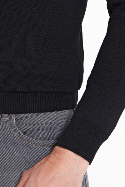 Siyah Bisiklet Yaka Triko Kazak - 5