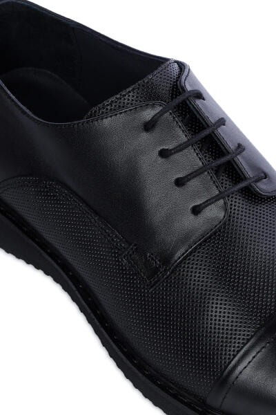 Siyah Casual Bağcıklı Deri Ayakkabı - 4