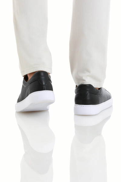 Siyah Casual Bağcıklı Deri Sneakers - 5