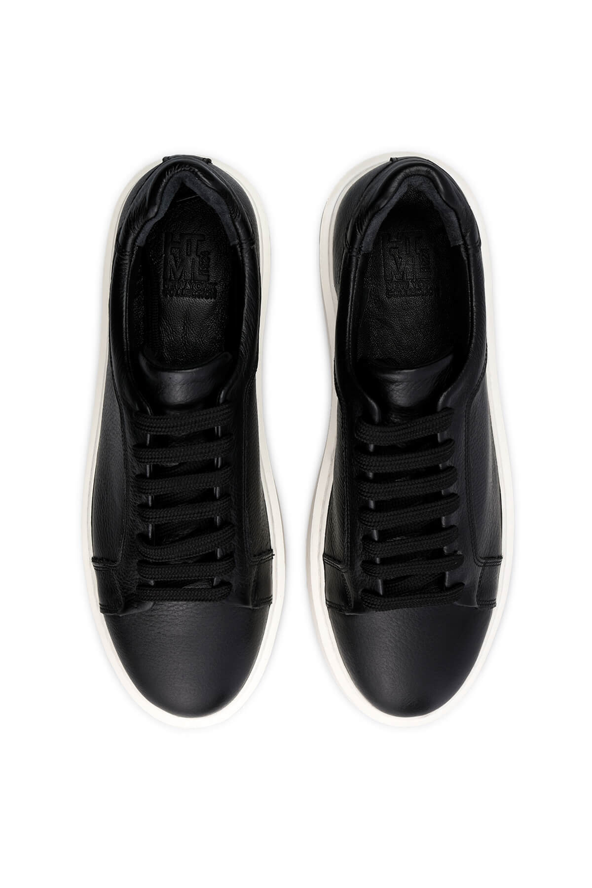 Siyah Casual Bağcıklı Deri Sneakers - 4