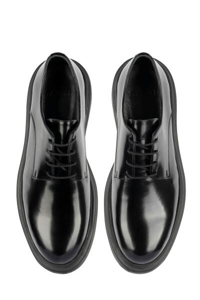 Siyah Casual Bağcıklı Deri Sneakers - 3