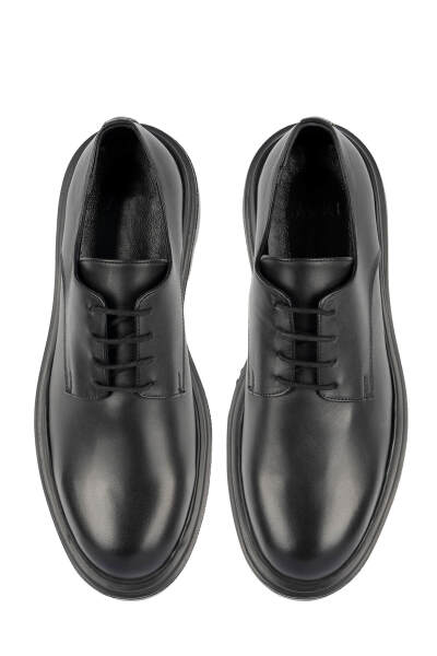 Siyah Casual Bağcıklı Deri Sneakers - 3