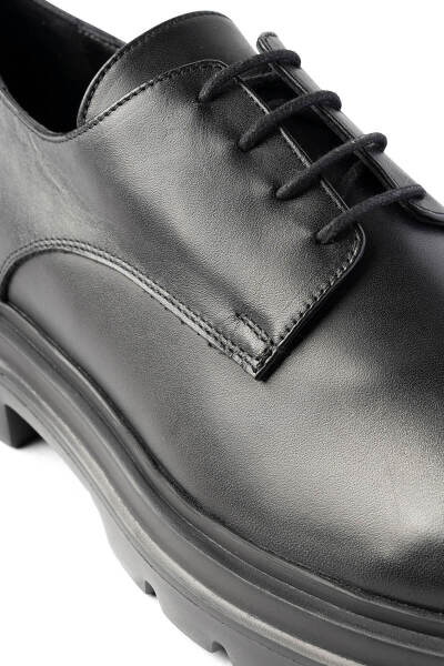 Siyah Casual Bağcıklı Deri Sneakers - 4