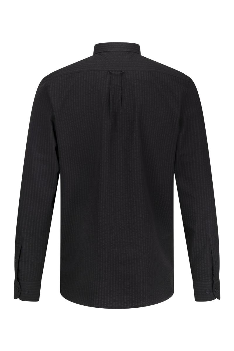 Siyah Comfort Fit 100% Pamuk Slim Yaka Uzun Kollu Spor Gömlek - Saykı (1)