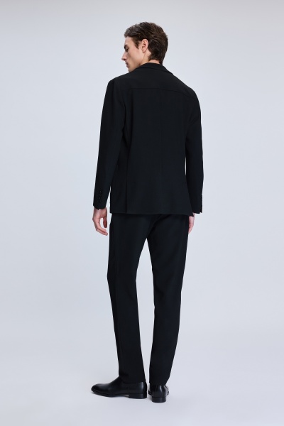 Siyah Comfort Fit Balıksırtı Mono Yaka Casual Takım Elbise - 5