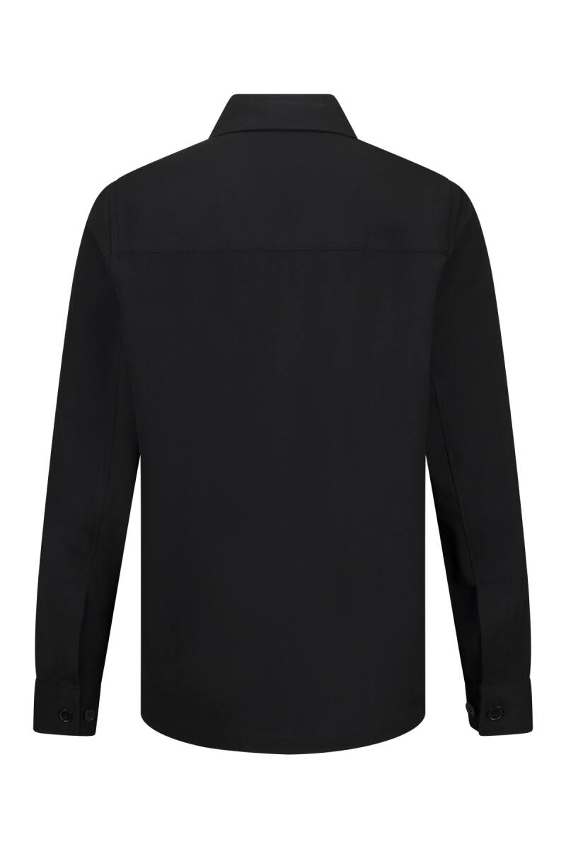 Siyah Comfort Fit Bebe Yaka Shacket Uzun Kollu Gömlek - Hatemoğlu (1)