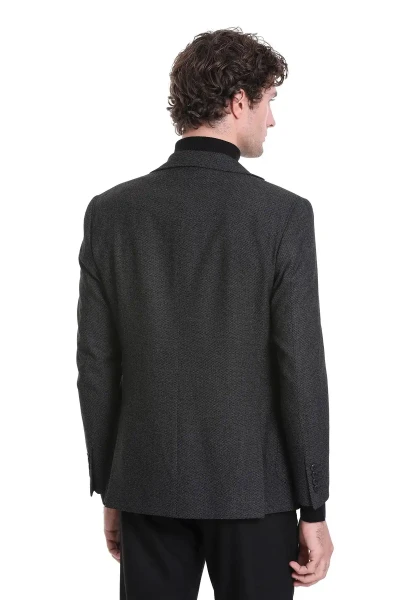 Siyah Comfort Fit Mono Yaka Klasik Ceket - 8