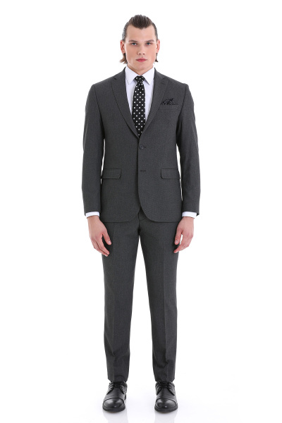 Siyah Comfort Fit Mono Yaka Klasik Takım Elbise 