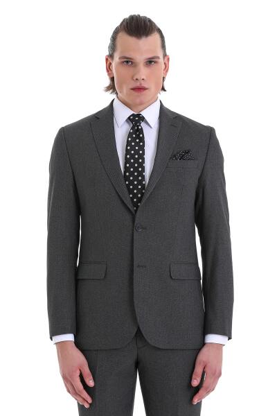 Siyah Comfort Fit Mono Yaka Klasik Takım Elbise - 2