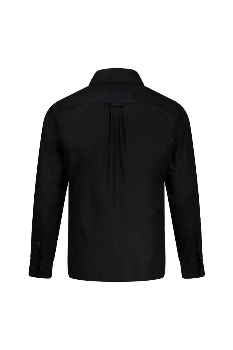 Siyah Comfort Fit Düğmeli Yaka 100% Pamuk Uzun Kollu Oxford Gömlek - Saykı (1)
