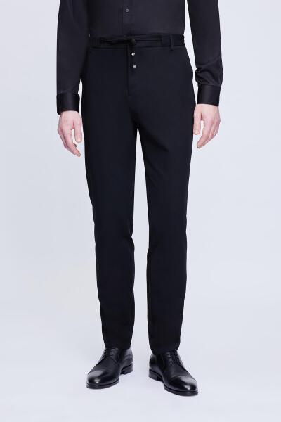 Siyah Comfort Fit Mono Yaka Klasik Takım Elbise - 5