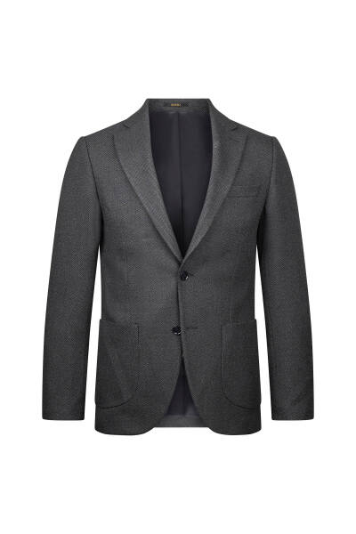 Siyah Comfort Fit Mono Yaka Klasik Ceket - 3