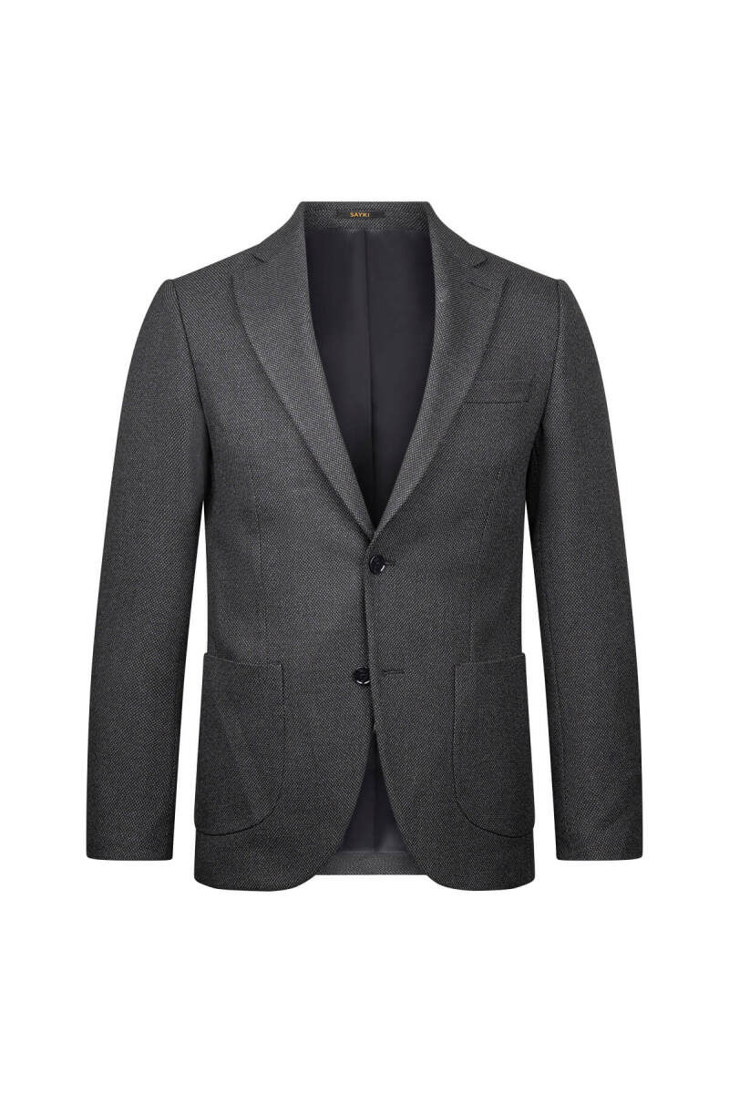 Siyah Comfort Fit Mono Yaka Klasik Ceket - HATEM SAYKI