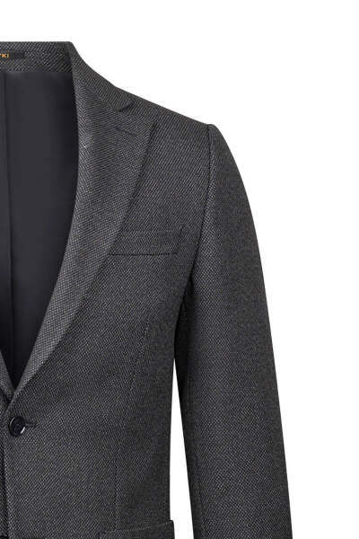Siyah Comfort Fit Mono Yaka Klasik Ceket - 3