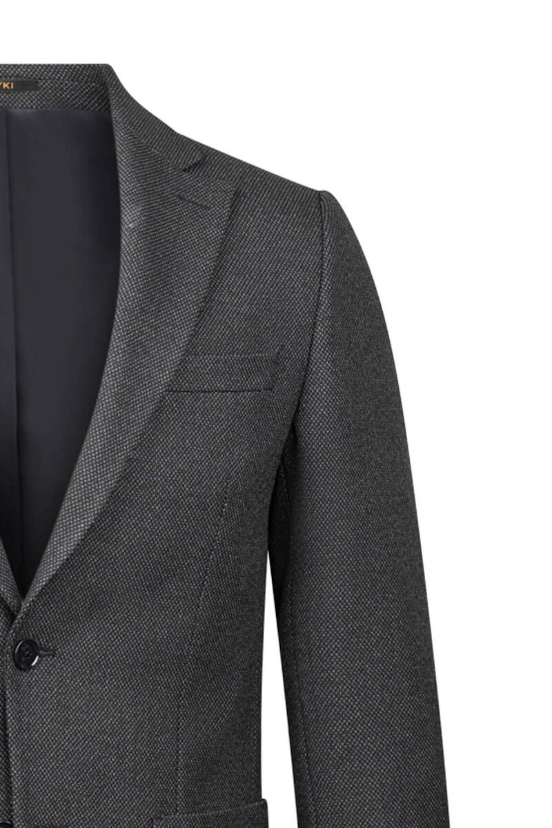 Siyah Comfort Fit Mono Yaka Klasik Ceket - HATEM SAYKI (1)
