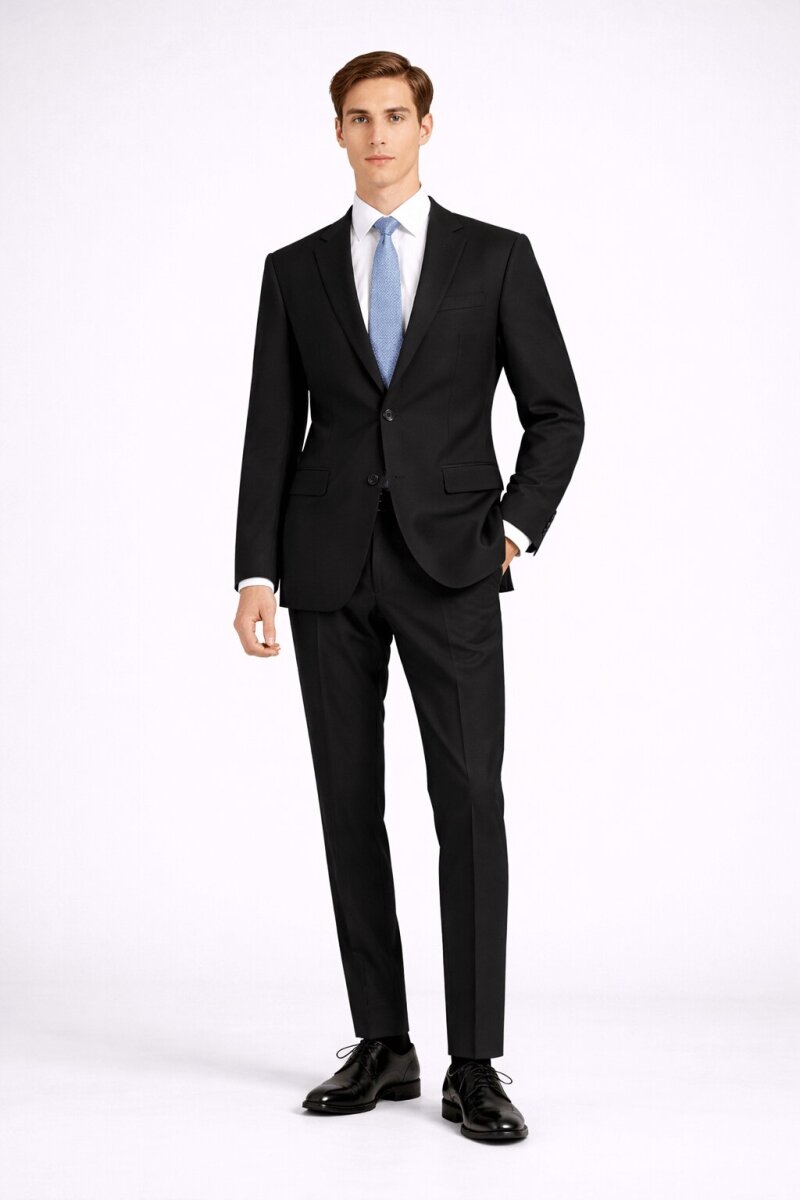 Siyah Comfort Fit Mono Yaka Klasik Takım Elbise