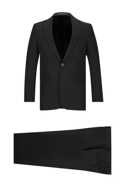 Siyah Comfort Fit Mono Yaka Klasik Takım Elbise - 1