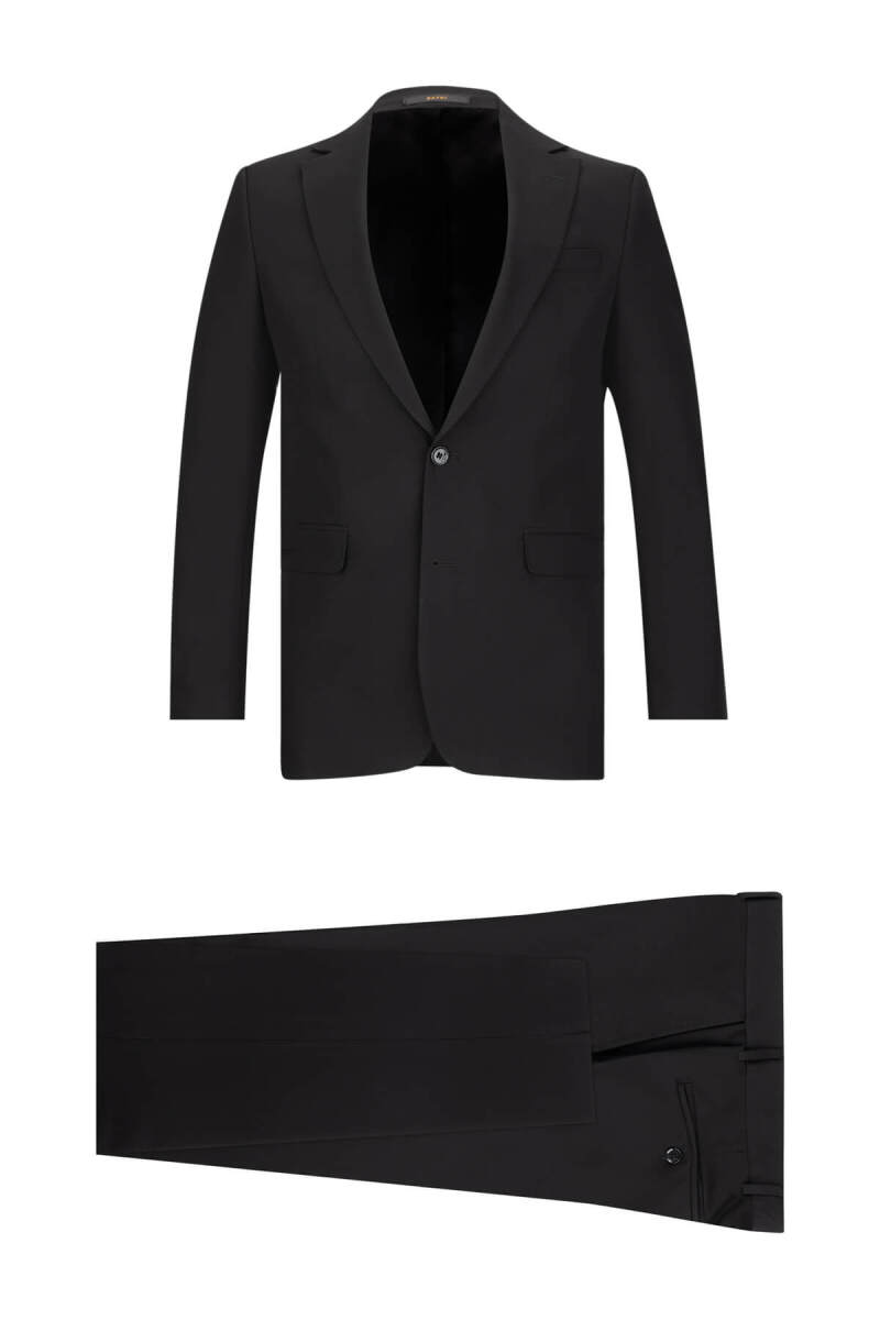 Siyah Comfort Fit Mono Yaka Klasik Takım Elbise - Saykı