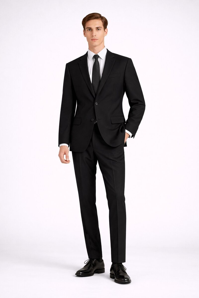 Siyah Comfort Fit Mono Yaka Klasik Takım Elbise