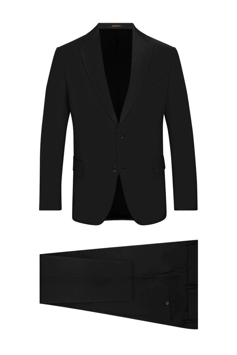 Siyah Comfort Fit Mono Yaka Klasik Takım Elbise - Hatemoğlu