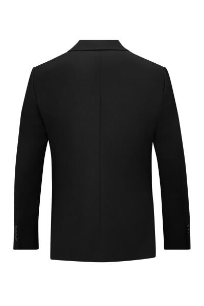 Siyah Comfort Fit Mono Yaka Klasik Takım Elbise - 3