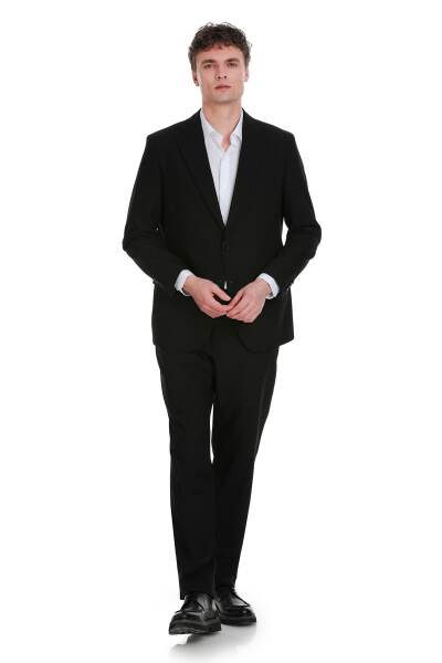 Siyah Comfort Fit Mono Yaka Klasik Takım Elbise 