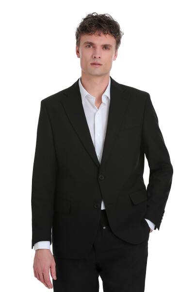 Siyah Comfort Fit Mono Yaka Klasik Takım Elbise - 2