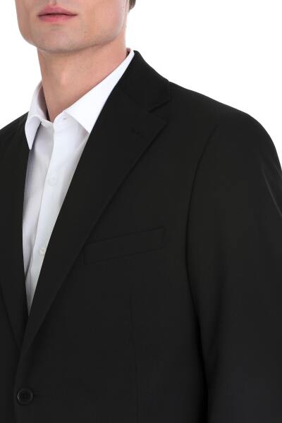 Siyah Comfort Fit Mono Yaka Klasik Takım Elbise - 3