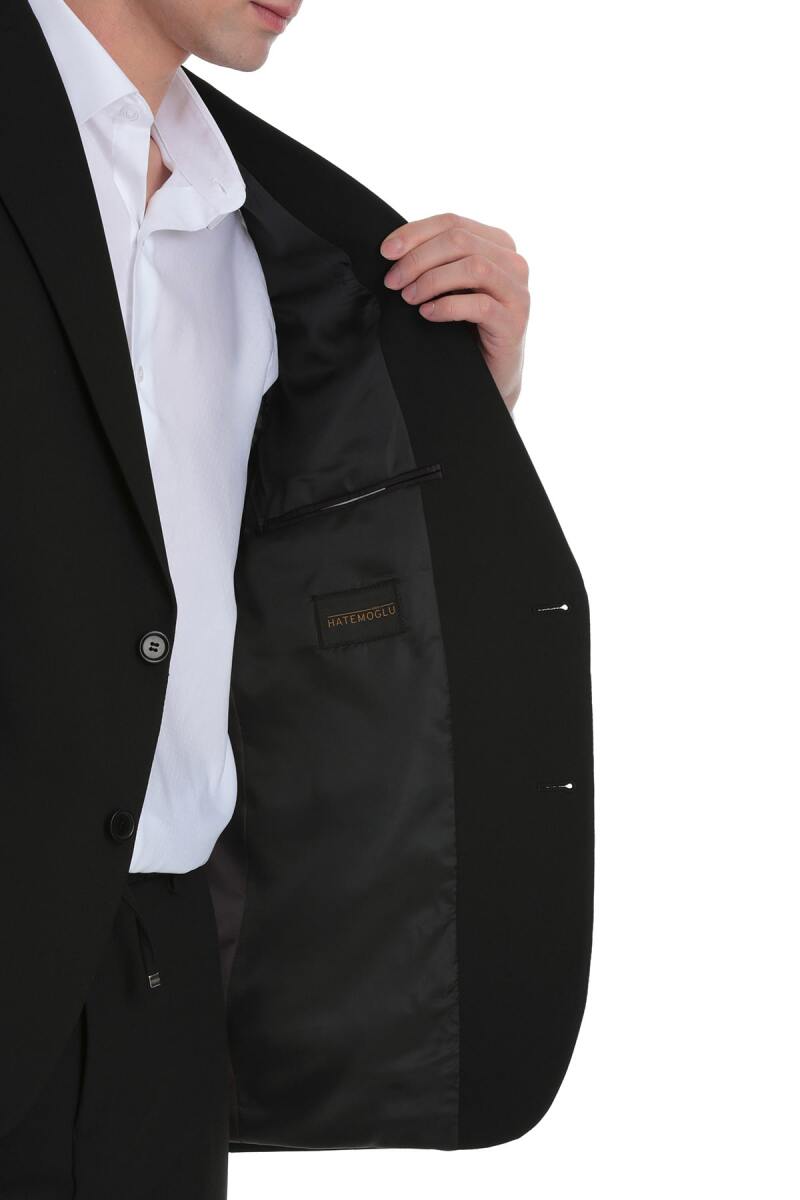 Siyah Comfort Fit Mono Yaka Klasik Takım Elbise - Hatemoğlu (1)