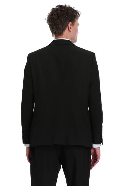 Siyah Comfort Fit Mono Yaka Klasik Takım Elbise - 5