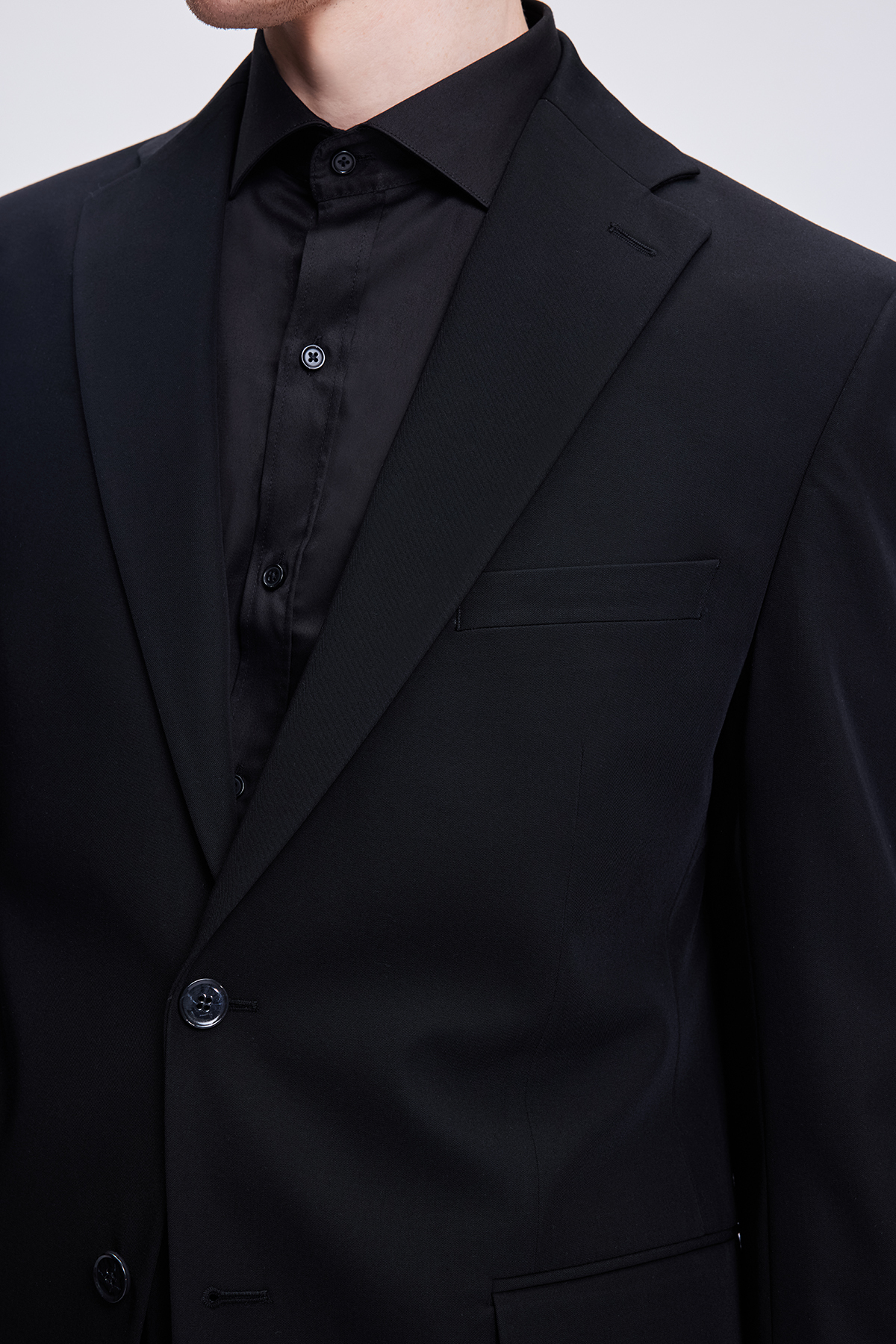 Siyah Comfort Fit Mono Yaka Takım Elbise - 5