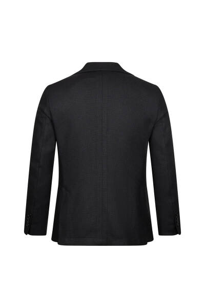 Siyah Comfort Fit Mono Yaka Yünlü Klasik Ceket - 2