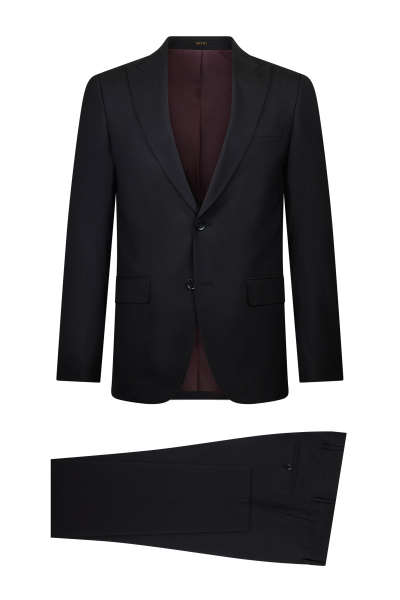 Siyah Comfort Fit Sivri Yaka Klasik Takım Elbise - 5